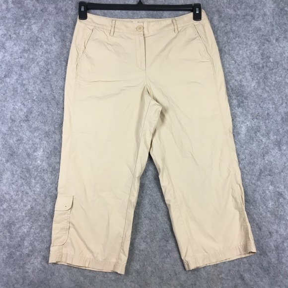 J Jill Capris 10 30 Cargo Cropped Khaki Pants Casual Button Pockets Straight - Picture 1 of 13